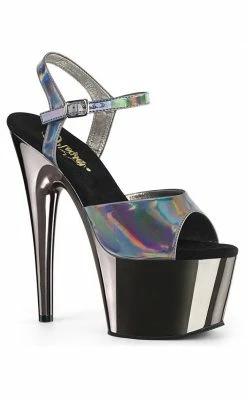 Pleaser ADORE-709HGCH Pewter Hologram / Pewter Chrome Heels