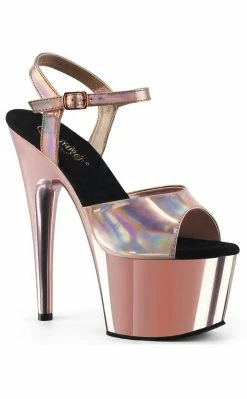 Pleaser ADORE-709HGCH Rose GoldHologram / Rose Gold Chrome Heels Pole Shoes