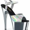Pleaser Pole Shoes ADORE-709HGCH Silver Hologram Chrome Heels