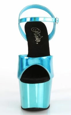 Pleaser ADORE-709HGCH Turquoise Hologram Chrome Heels Pole Shoes