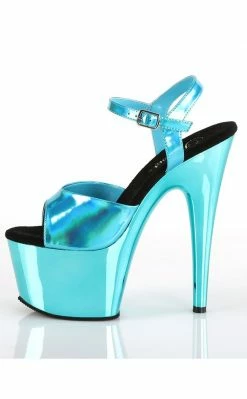 Pleaser ADORE-709HGCH Turquoise Hologram Chrome Heels Pole Shoes