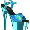 Pleaser ADORE-709HGCH Turquoise Hologram Chrome Heels Pole Shoes
