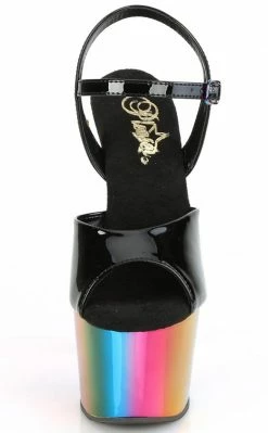 Pleaser ADORE-709RC Black & Rainbow Chrome Heels