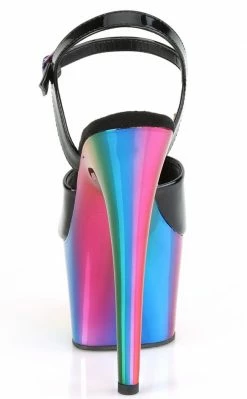 Pleaser ADORE-709RC Black & Rainbow Chrome Heels