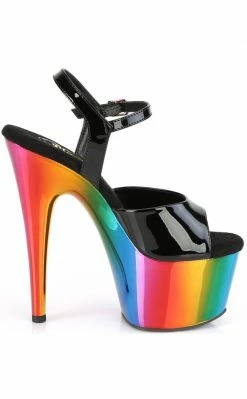 Pleaser ADORE-709RC Black & Rainbow Chrome Heels