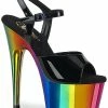 Pleaser ADORE-709RC Black & Rainbow Chrome Heels