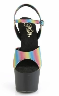 Pleaser ADORE-709REFL-02 Rainbow Reflective & Black Matte Heels