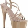 Pleaser Pole Shoes ADORE-713 Nude Patent Strappy Heels