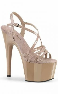 Pleaser Pole Shoes ADORE-713 Nude Patent Strappy Heels