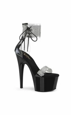 Pleaser ADORE-727 Black Rhinestone Heels Pole Shoes