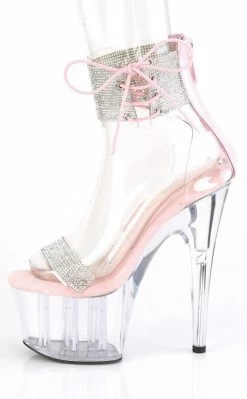 Pleaser ADORE-727RS Clear/Baby Pink Rhinestone Heels Pole Shoes