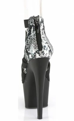 Pleaser ADORE-748SP Black Elastic Snake Print Ankle Boots