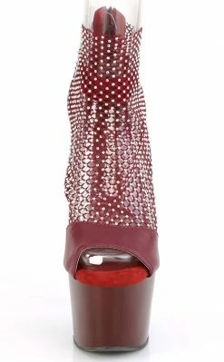 Pleaser Pole Shoes ADORE-765RM Burgundy Rhinestone Mesh Heels