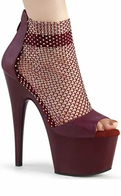 Pleaser Pole Shoes ADORE-765RM Burgundy Rhinestone Mesh Heels