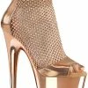 Pleaser ADORE-765RM Rose Gold Chrome Rhinestone Mesh Heels (Last Pair: Size 9) Sale
