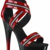 Pleaser ADORE-766 Red Patent/ Blk-Red Zipper Heels