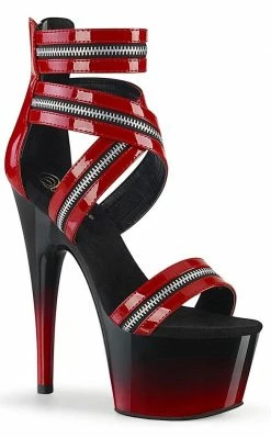 Pleaser ADORE-766 Red Patent/ Blk-Red Zipper Heels