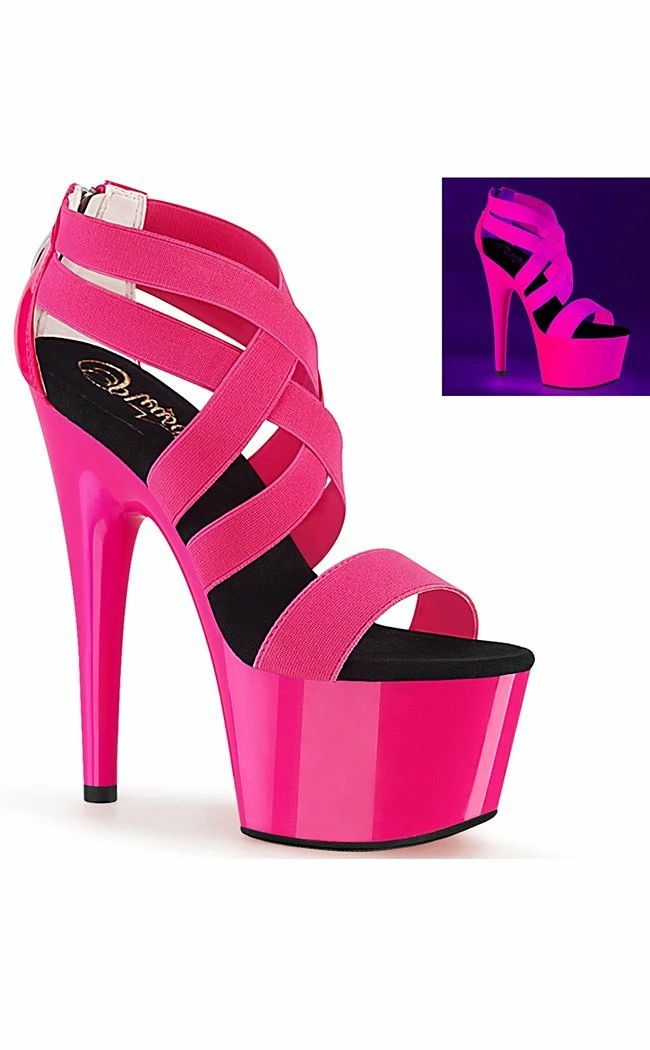 Pleaser Pole Shoes ADORE-769UV Neon Hot Pink Heels 3 Pleaser Pole Shoes ADORE-769UV Neon Hot Pink Heels