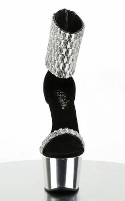 Pleaser Pole Shoes ADORE-789RS Blk/Slv Chrome Heels
