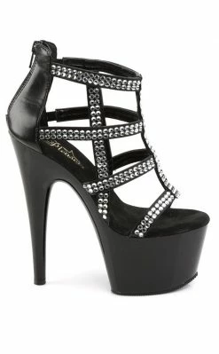 Pleaser Pole Shoes ADORE-798 Black Faux Leather Heels