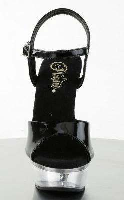 Pleaser ALLURE-609 Blk Patent & Clear Heels