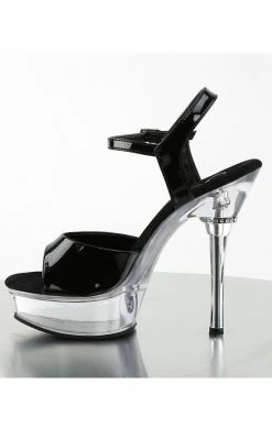 Pleaser ALLURE-609 Blk Patent & Clear Heels