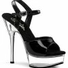 Pleaser ALLURE-609 Blk Patent & Clear Heels