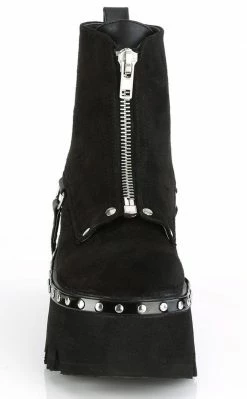 Demonia ASHES-100 Black Vegan Suede Platform Ankle Boots