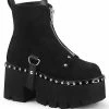 Demonia ASHES-100 Black Vegan Suede Platform Ankle Boots