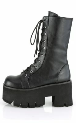Demonia ASHES-105 Black Vegan Leather Platform Combat Boots Shoes