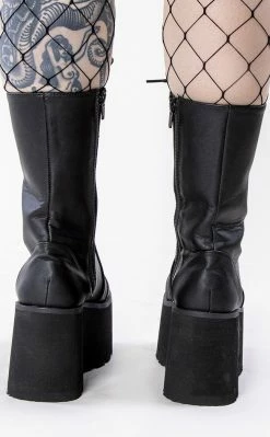 Demonia ASHES-105 Black Vegan Leather Platform Combat Boots Shoes