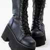 Demonia ASHES-105 Black Vegan Leather Platform Combat Boots Shoes 2 Demonia ASHES-105 Black Vegan Leather Platform Combat Boots Shoes