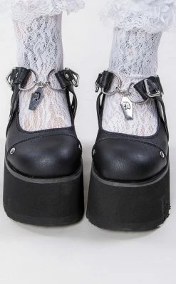 Demonia ASHES-33 Black Platform Mary Janes