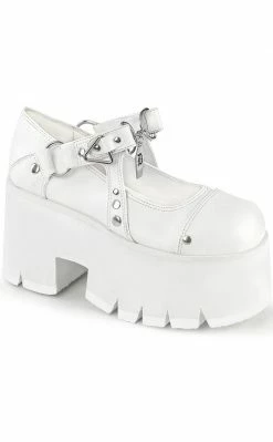 Demonia Shoes ASHES-33 White Platform Mary Janes