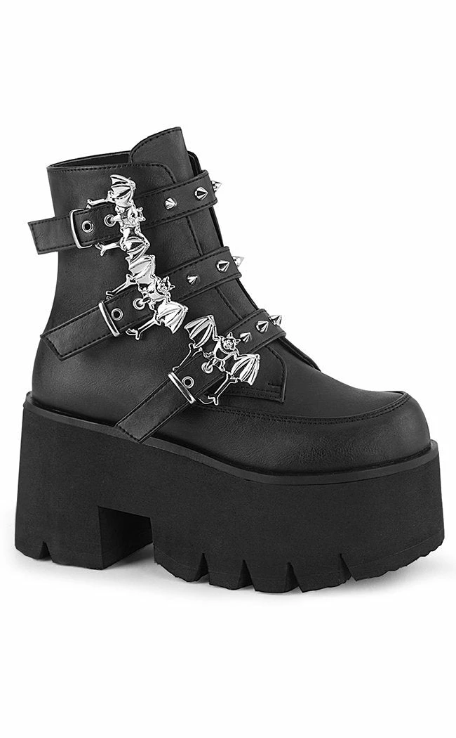 Demonia ASHES-55 Black Vegan Leather Bat Buckle Platform Ankle Boots (AU Stock) 7 Demonia ASHES-55 Black Vegan Leather Bat Buckle Platform Ankle Boots (AU Stock)