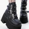 Demonia ASHES-55 Black Vegan Leather Bat Buckle Platform Ankle Boots 1 Demonia ASHES-55 Black Vegan Leather Bat Buckle Platform Ankle Boots