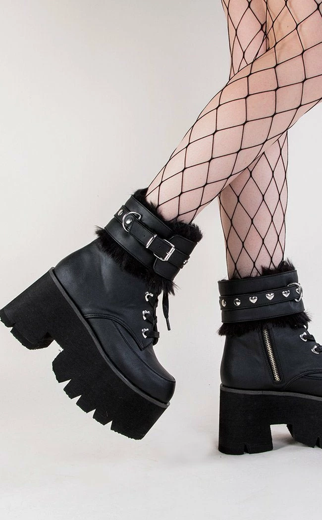 Demonia ASHES-57 Black Vegan Leather Cuff Platform Ankle Boots 5 Demonia ASHES-57 Black Vegan Leather Cuff Platform Ankle Boots