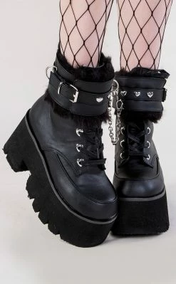 Demonia ASHES-57 Black Vegan Leather Cuff Platform Ankle Boots 13 Demonia ASHES-57 Black Vegan Leather Cuff Platform Ankle Boots