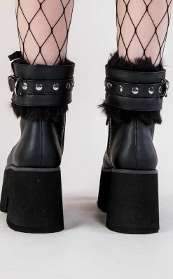 Demonia ASHES-57 Black Vegan Leather Cuff Platform Ankle Boots 14 Demonia ASHES-57 Black Vegan Leather Cuff Platform Ankle Boots