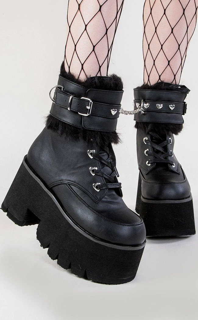 Demonia ASHES-57 Black Vegan Leather Cuff Platform Ankle Boots 3 Demonia ASHES-57 Black Vegan Leather Cuff Platform Ankle Boots