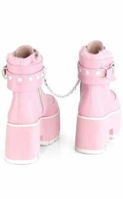 Demonia ASHES-57 Pink Vegan Leather Cuff Platform Ankle Boots Shoes 14 Demonia ASHES-57 Pink Vegan Leather Cuff Platform Ankle Boots Shoes