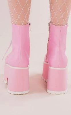 Demonia ASHES-57 Pink Vegan Leather Cuff Platform Ankle Boots Shoes 15 Demonia ASHES-57 Pink Vegan Leather Cuff Platform Ankle Boots Shoes