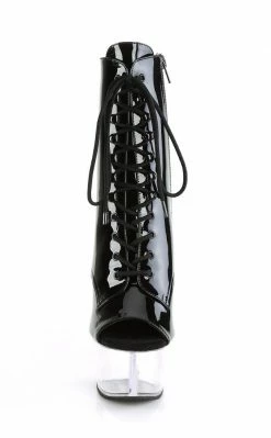 Pleaser ASPIRE-1021 Black Patent & Clear Ankle Boots