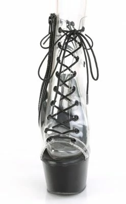Pleaser ASPIRE-600-30 Clear & Black Ankle Boots