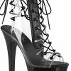 Pleaser ASPIRE-600-30 Clear & Black Ankle Boots