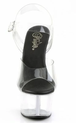 Pleaser ASPIRE-608 Clr-Blk/Clr Heels Pole Shoes