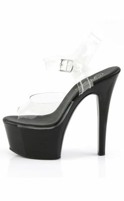 Pleaser Pole Shoes ASPIRE-608 Clr/Blk Heels