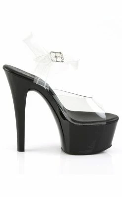 Pleaser Pole Shoes ASPIRE-608 Clr/Blk Heels