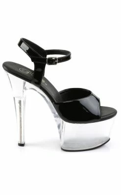 Pleaser ASPIRE-609 Blk Pat/Clr Heels