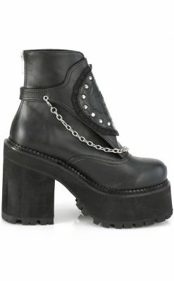 Demonia Shoes ASSAULT-55 Black Ankle Boots